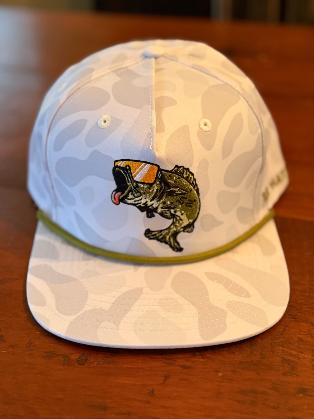 Southern String Hat Co New gray camo Embroidered Bass and Olive Trim